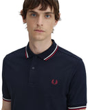 Fred Perry Ανδρική Μπλούζα Twin Tipped Polo M3600-T55 Μπλε