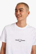 Fred Perry Ανδρική Μπλούζα Embroidered T-Shirt M4580-100 Λευκό