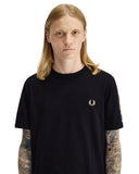 Fred Perry Ανδρικό T-shirt Contrast Tape Ringer M4613-90A Μαύρο