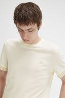 Fred Perry Ανδρική Μπλούζα Striped Cuff Pique T-Shirt M7707-560 Εκρού