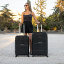 Βαλίτσα σκληρή Newcom N1595 (PP) μεσαία μεγάλη 66x25,5x43x5 cm + 75,5x29,5x45,5 cm μαύρο