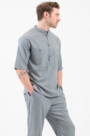 Vittorio Ανδρικό Πουκάμισο Overshirt Vittorio 300-25-PORTO Sky Γκρι Μπλε