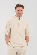 Vittorio Ανδρικό Πουκάμισο Overshirt Vittorio 300-25-PORTO Stone Μπεζ
