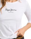 Pepe Jeans Γυναικεία Μπλούζα Μακρυμάνικη New Virginia PL505203-800 Λευκό