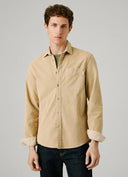 Pepe Jeans Ανδρικό Πουκάμισο Κοτλέ Clayton PM3090844-836 Μπεζ