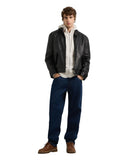 Pepe Jeans Ανδρικό Μπουφάν Δερμάτινο Harrington PM4027342-999 Μαύρο