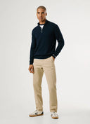 Pepe Jeans Ανδρικό Πλεκτό Half Zip Andre Mock Zipper PM7000012-594 Μπλε