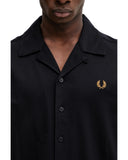 Fred Perry Ανδρικό Πουκάμισο Compress Mesh Revere Collar M1745-102 Μαύρο