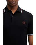 Fred Perry Ανδρική Μπλούζα Twin Tipped Polo M3600-10B Μαύρο