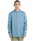 Ανδρικό Πουκάμισο Λινό Mao Timberland Linen Korean Collar Shirt Slim TB0A2DC1DJ5 Σιέλ