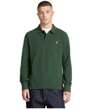 Timberland Ανδρικό Polo Μακρυμάνικο Millers River Pique TBC0YHBE398 Πράσινο