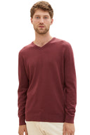 Tom Tailor Ανδρικό  Πλεκτό Basic V-Neck Sweater 1027665-32620 Μπορντό