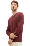 Tom Tailor Ανδρικό  Πλεκτό Basic V-Neck Sweater 1027665-32620 Μπορντό