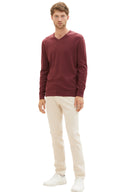 Tom Tailor Ανδρικό  Πλεκτό Basic V-Neck Sweater 1027665-32620 Μπορντό