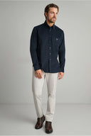 Navy & Green Ανδρικό Πουκάμισο Μακρυμάνικο Κοτλέ 24NG.SD146/1B.1 Dark Navy Μπλε