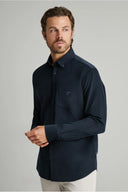 Navy & Green Ανδρικό Πουκάμισο Μακρυμάνικο Κοτλέ 24NG.SD146/1B.1 Dark Navy Μπλε