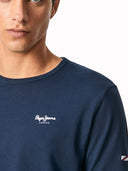 Pepe Jeans Original Ανδρική Μπλούζα Μακρυμάνικη Μαύρη PM508211-595 Μπλε