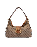Guess Γυναικεία Μεσαία Τσάντα Ώμου Camden HWJJ9308180-Latte/Logo Cognac