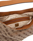 Guess Γυναικεία Μεσαία Τσάντα Ώμου Camden HWJJ9308180-Latte/Logo Cognac