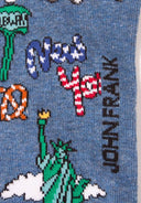 John Frank Ανδρική Κάλτσα New York  One Size 40-45 JFLSFUN54-Mπλε