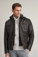 Navy & Green Ανδρικό Δερμάτινο Μπουφάν 24HA.001/2.2 Dark Brown Καφέ