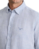 Navy & Green Ανδρικό Πουκάμισο Μακρυμάνικο Λινό 24NG.B396/1B SMOKY BLUE