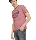 Tom Tailor Ανδρική Μπλούζα Finestriped T-Shirt With Print 1025985-19597 Κοραλί
