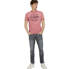 Tom Tailor Ανδρική Μπλούζα Finestriped T-Shirt With Print 1025985-19597 Κοραλί