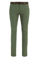 Tom Tailor Ανδρικό Παντελόνι Slim Chino With Belt 64033420912-7512 Πράσινο