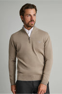 Navy & Green Ανδρικό Πλεκτό Βαμβακερό Half Zip 24YM.1017/LZ Μπεζ