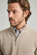 Navy & Green Ανδρικό Πλεκτό Βαμβακερό Half Zip 24YM.1017/LZ Μπεζ