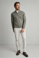 Navy & Green Ανδρικό Πλεκτό Βαμβακερό Half Zip 24YM.923/LZ.4 Green Leaf Πράσινο