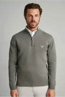 Navy & Green Ανδρικό Πλεκτό Βαμβακερό Half Zip 24YM.923/LZ.4 Green Leaf Πράσινο
