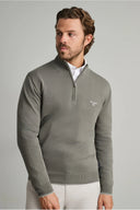 Navy & Green Ανδρικό Πλεκτό Βαμβακερό Half Zip 24YM.923/LZ.4 Green Leaf Πράσινο