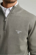 Navy & Green Ανδρικό Πλεκτό Βαμβακερό Half Zip 24YM.923/LZ.4 Green Leaf Πράσινο