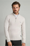 Navy & Green Ανδρικό Πλεκτό Βαμβακερό Half Zip 24YM.923/LZ.4 Ice Γκρι