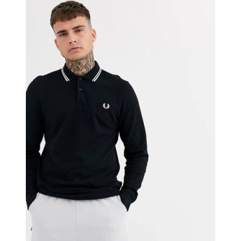 POLO ΜΑΚΡΥΜΑΝΙΚΟ ΑΝΔΡΙΚΟ - The Fred Perry Shirt (M3636-102) - Black / Porcelain / Porcelain