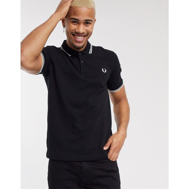 Fred Perry Ανδρική Μπλούζα Twin Tipped Polo M3600-524 Black