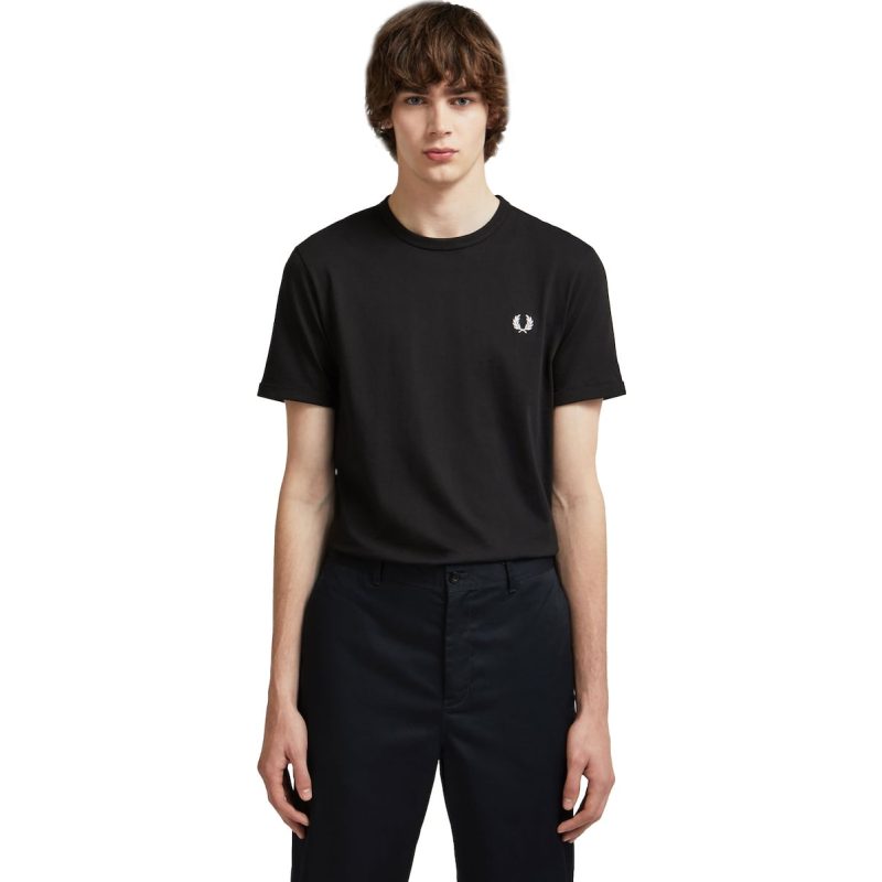 Fred Perry Ανδρική Μπλούζα Ringer T-Shirt M3519-102 Μαύρο