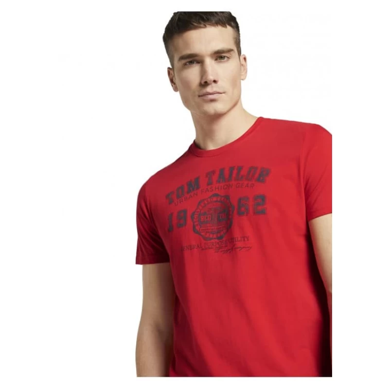 Tom Tailor Ανδρική Μπλούζα Logo T-Shirt 1008637-15220 Κόκκινο