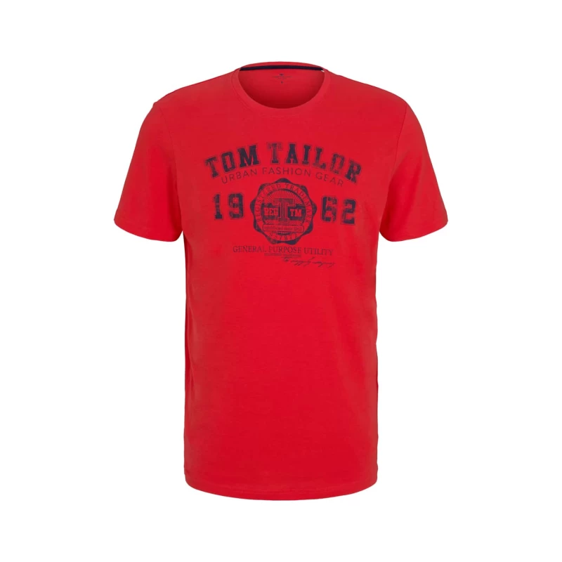 Tom Tailor Ανδρική Μπλούζα Logo T-Shirt 1008637-15220 Κόκκινο