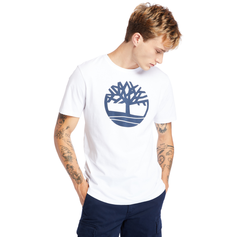 Timberland Ανδρική Μπλούζα T-Shirt River Tree Logo Organic Cotton A2C2R-100 White