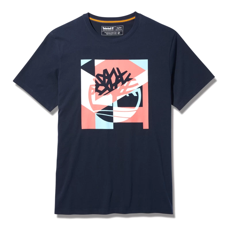 Timberland Ανδρική Μπλούζα SS Coastal Cool Graphic Logo Print T-Shirt TB0A2DNJ433-Μπλε