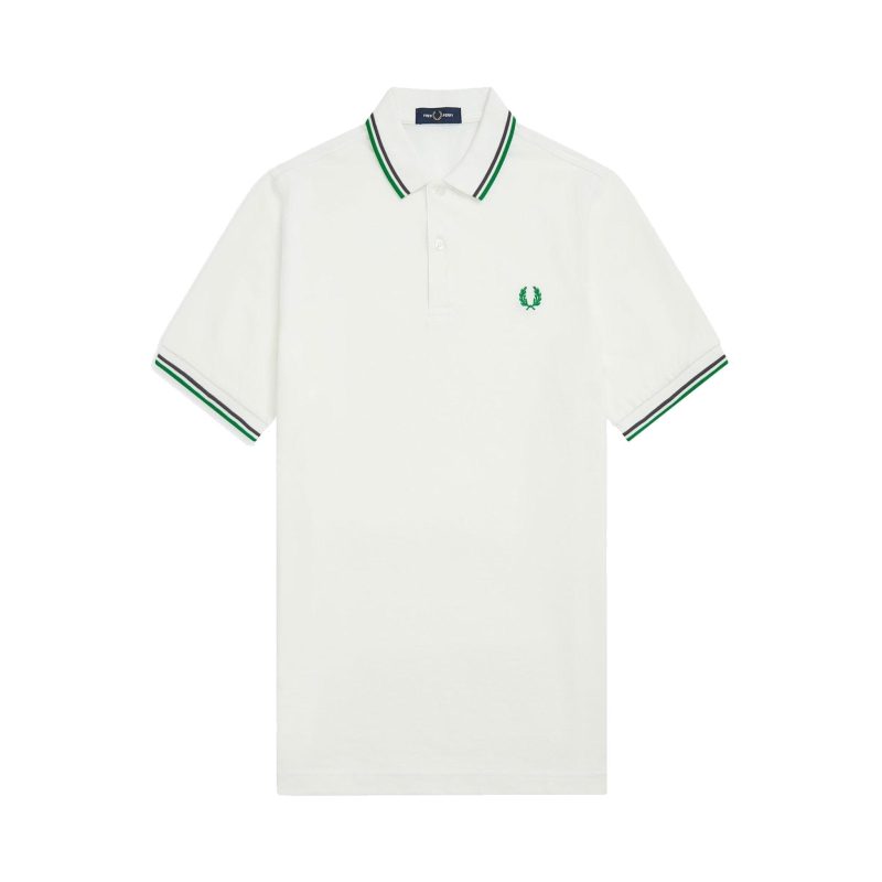 Fred Perry Ανδρική Μπλούζα Twin Tipped Polo M3600-J33 White