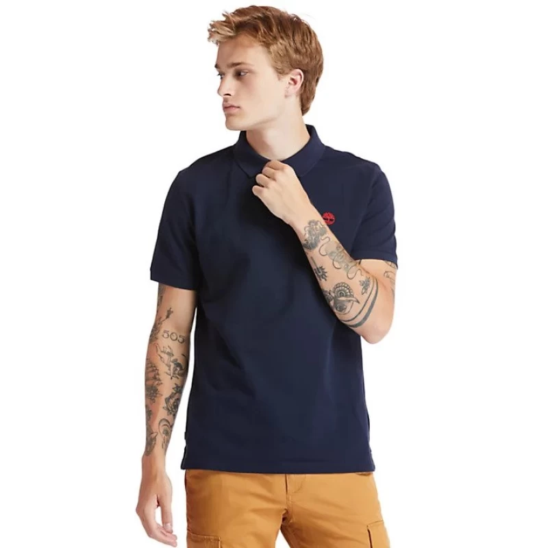 Timberland Ανδρική Μπλούζα SS Millers River Pique Polo TB0A2BNM433 Μπλε