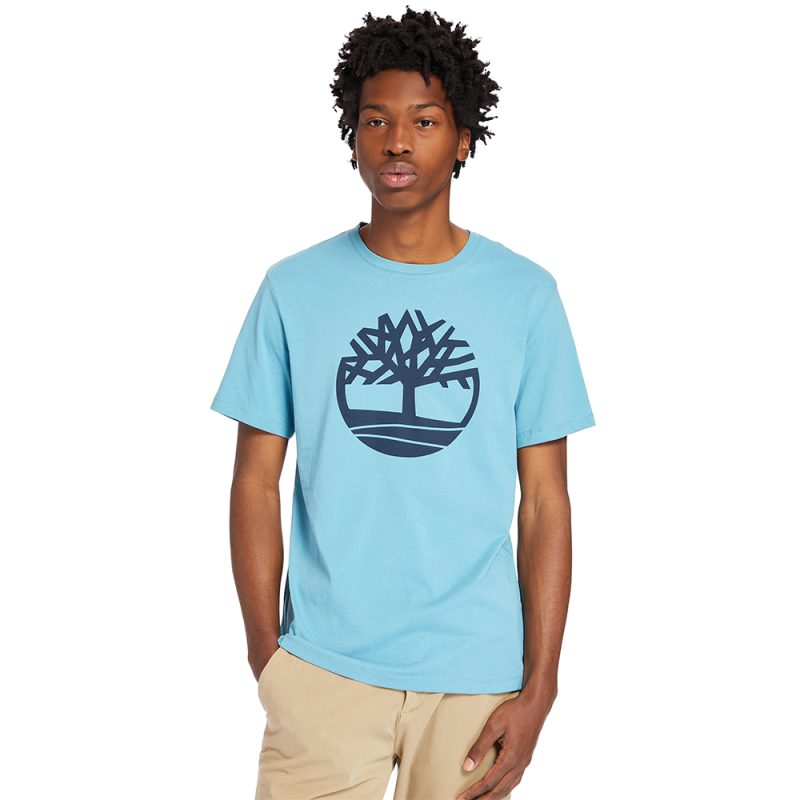 Timberland Ανδρική Μπλούζα T-Shirt River Tree Logo Organic Cotton A2C2R-ΒΕ3 Light Blue