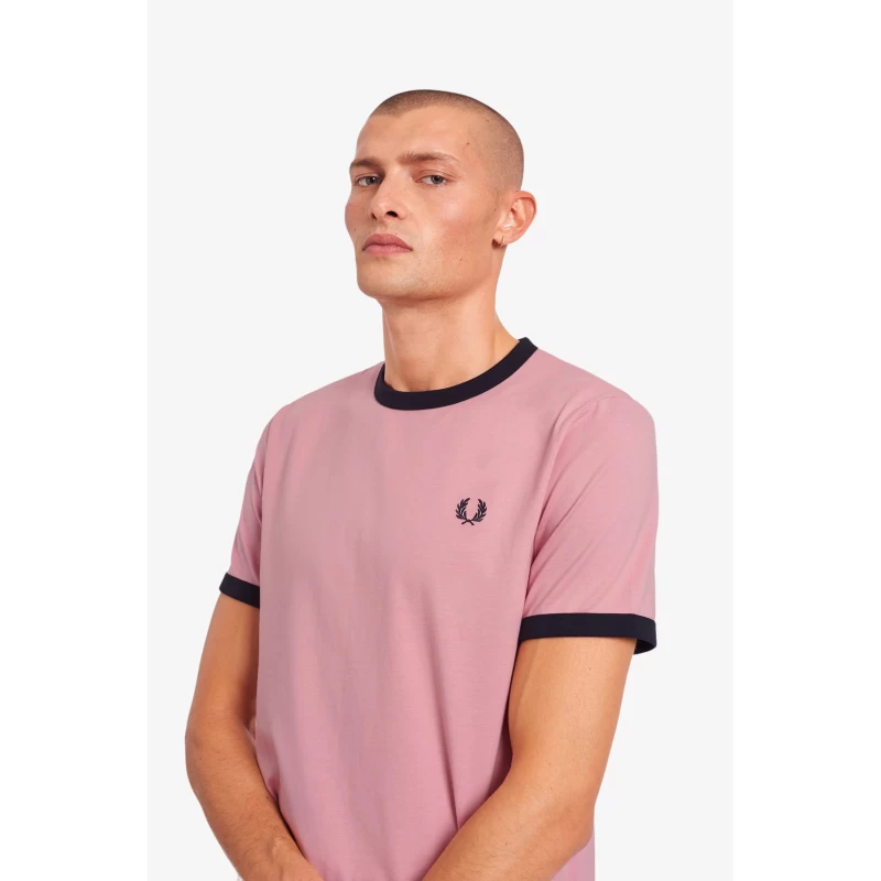 Fred Perry Ανδρική Μπλούζα Ringer T-Shirt M3519-J10 Chalky Pink