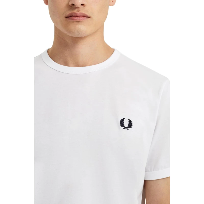 Fred Perry Ανδρική Μπλούζα Ringer T-Shirt M3519-100 Λευκό