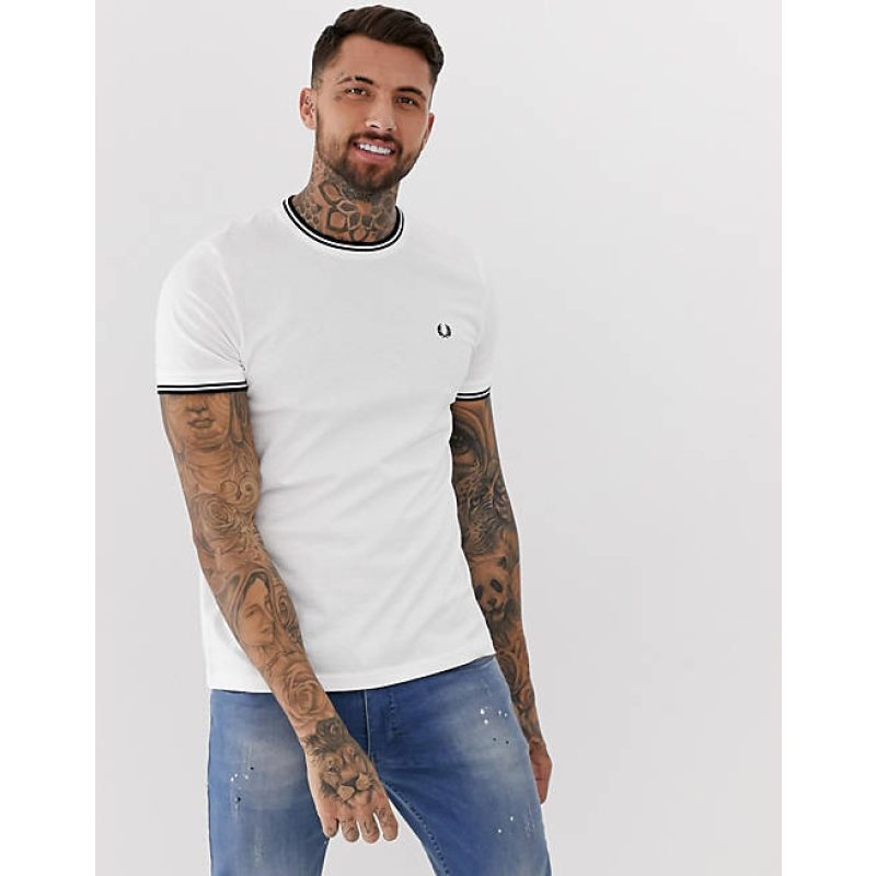 Fred Perry Ανδρική Μπλούζα Τ-Shirt Twin Tipped M1588 -100 White