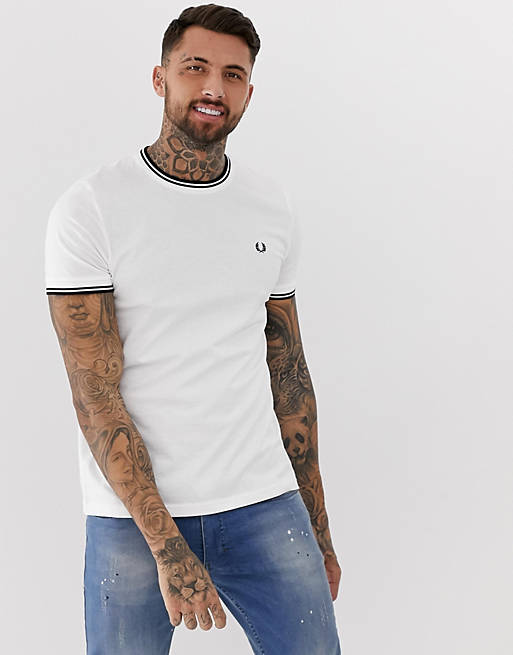 Fred Perry Ανδρική Μπλούζα ΤShirt Twin Tipped M1588 100 White